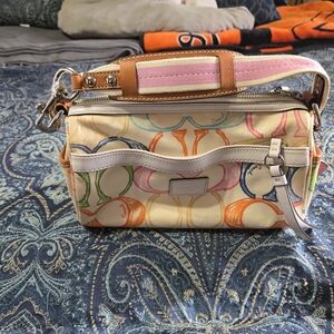 Coach Multicolor Crossbody Bag with Tan and Pink Accents